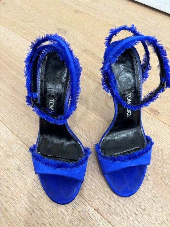 Tom Ford Shoes - Tom Ford Satin Blue and white Heeled Sandals size 38.